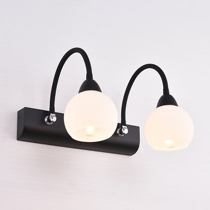 Lisslune | Ball Wall-mounted Vanity Light Retro Black Opal Glass Wall Lamp for Bathroom