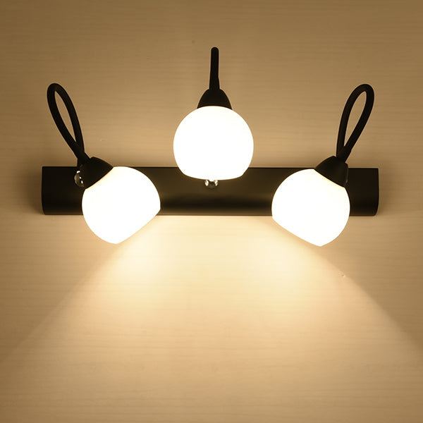 Lisslune | Ball Wall-mounted Vanity Light Retro Black Opal Glass Wall Lamp for Bathroom