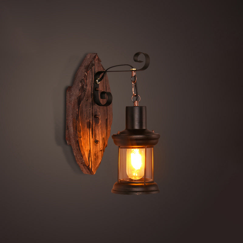 Lisslune | Nautical Geometric Wall Lamp Wooden Wall Mount Lighting for Living Room