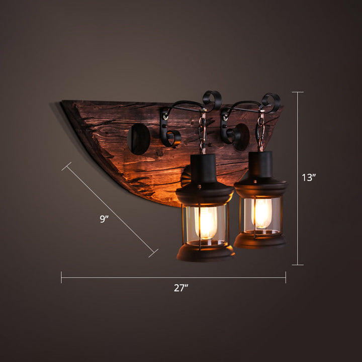 Lisslune | Nautical Geometric Wall Lamp Wooden Wall Mount Lighting for Living Room