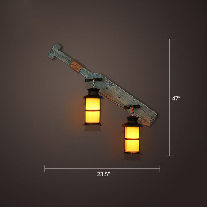 Lisslune | Nautical Geometric Wall Lamp Wooden Wall Mount Lighting for Living Room