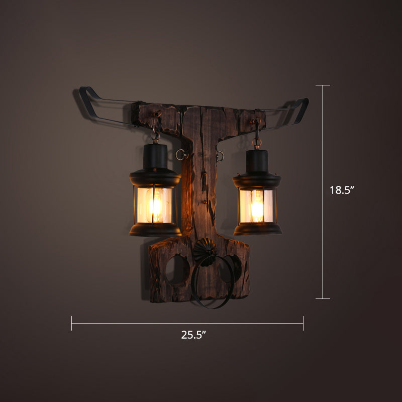Lisslune | Nautical Geometric Wall Lamp Wooden Wall Mount Lighting for Living Room