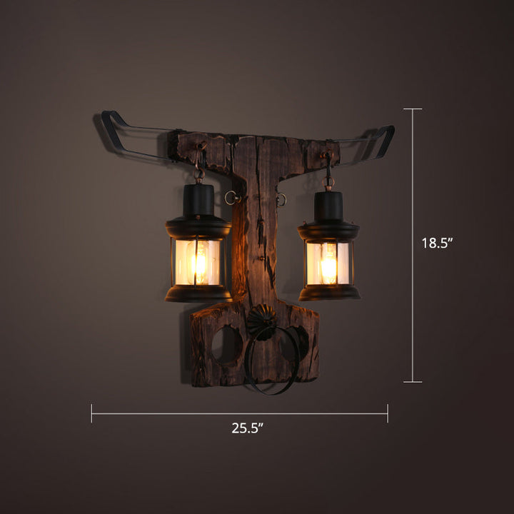 Lisslune | Nautical Geometric Wall Lamp Wooden Wall Mount Lighting for Living Room