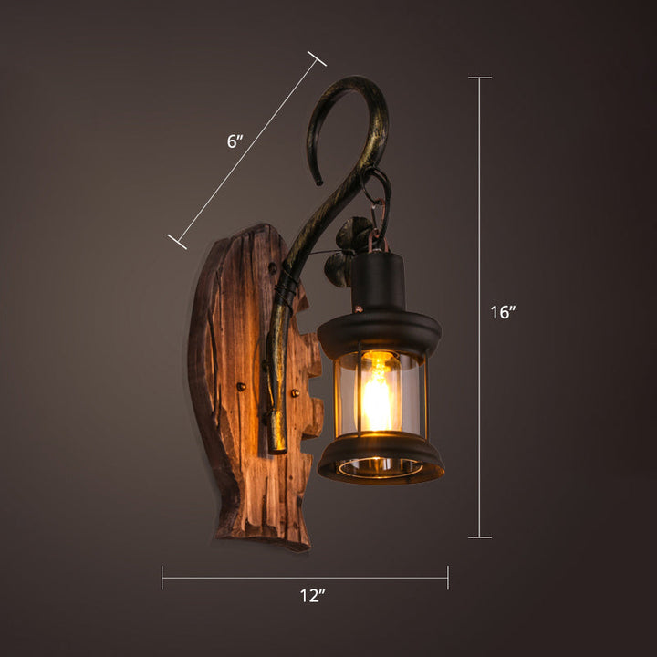 Lisslune | Nautical Geometric Wall Lamp Wooden Wall Mount Lighting for Living Room