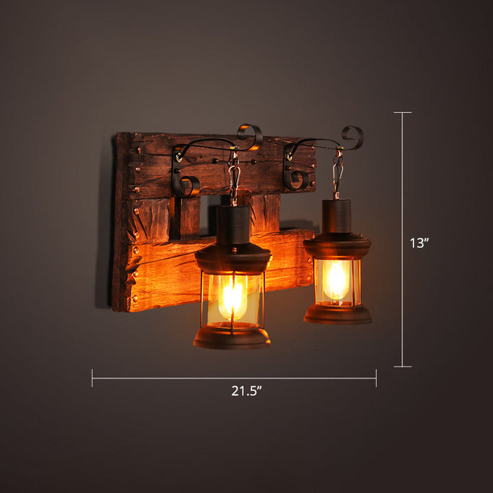 Lisslune | Nautical Geometric Wall Lamp Wooden Wall Mount Lighting for Living Room