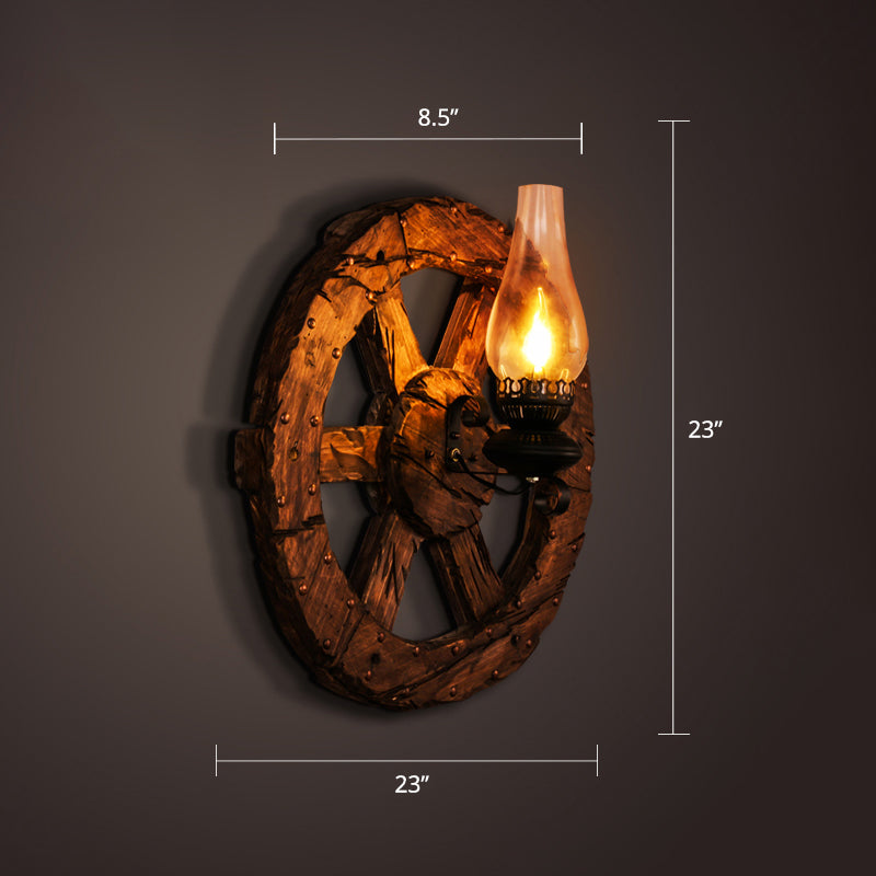 Lisslune | Nautical Geometric Wall Lamp Wooden Wall Mount Lighting for Living Room