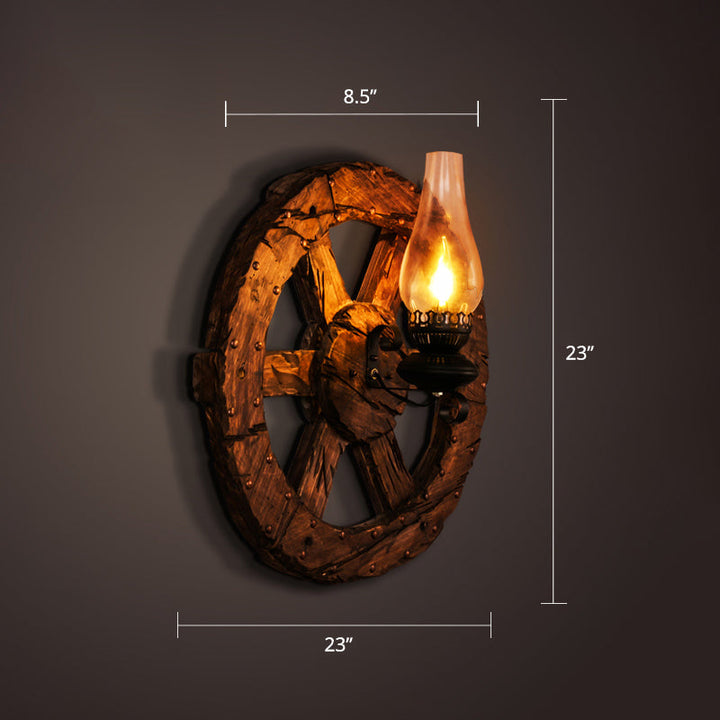 Lisslune | Nautical Geometric Wall Lamp Wooden Wall Mount Lighting for Living Room