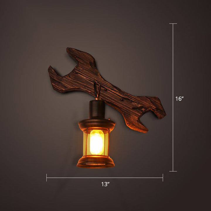 Lisslune | Nautical Geometric Wall Lamp Wooden Wall Mount Lighting for Living Room