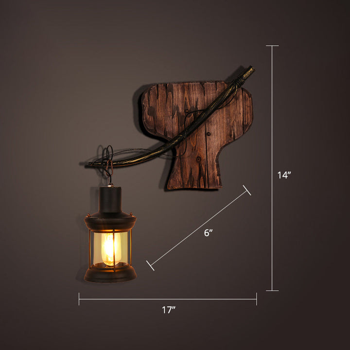 Lisslune | Nautical Geometric Wall Lamp Wooden Wall Mount Lighting for Living Room