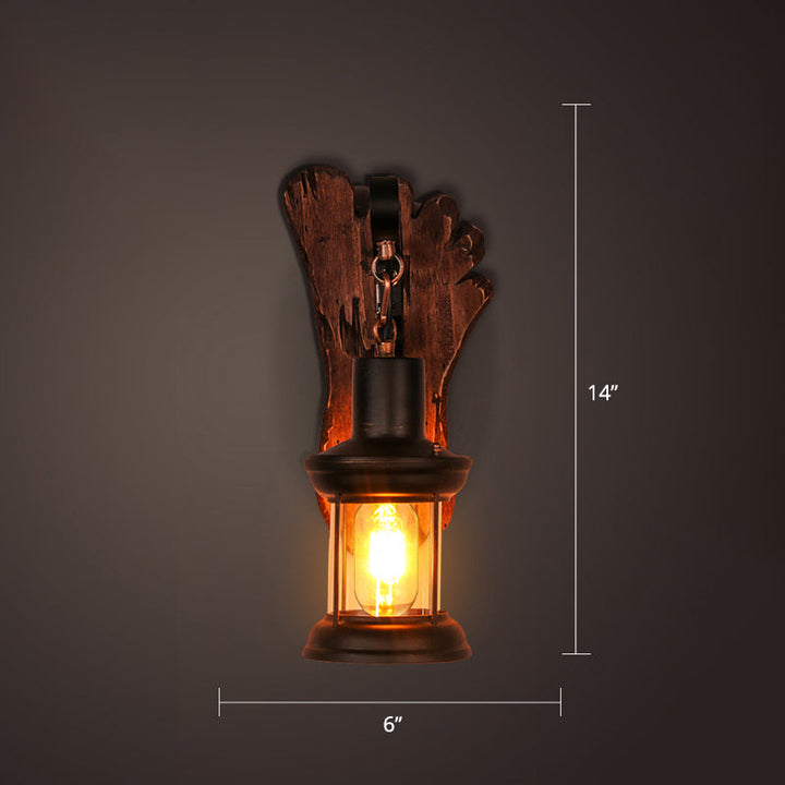 Lisslune | Nautical Geometric Wall Lamp Wooden Wall Mount Lighting for Living Room