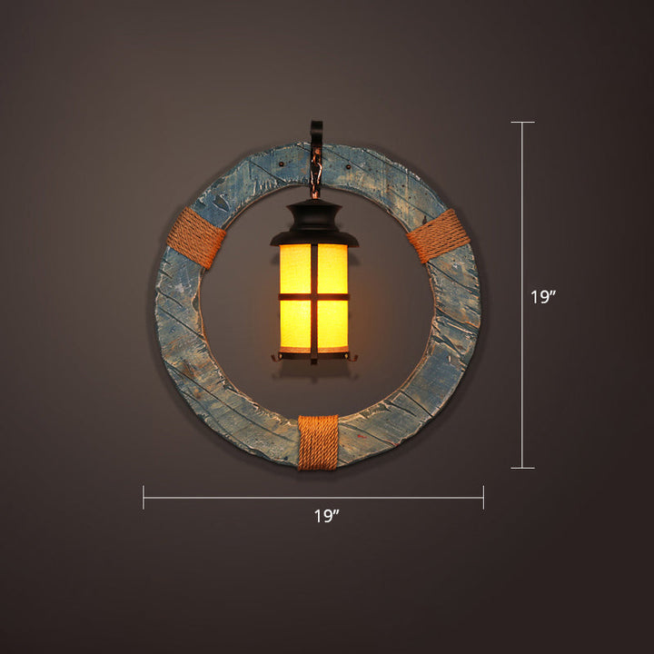 Lisslune | Nautical Geometric Wall Lamp Wooden Wall Mount Lighting for Living Room