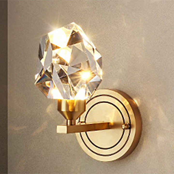 Lisslune | Gem-shaped living room LED wall light crystal simplicity wall lighting made of brass