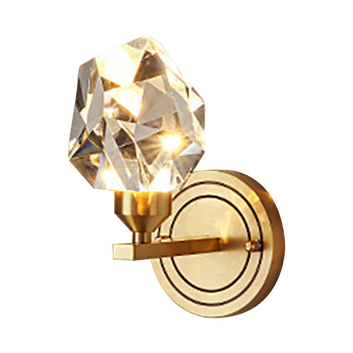 Lisslune | Gem-shaped living room LED wall light crystal simplicity wall lighting made of brass