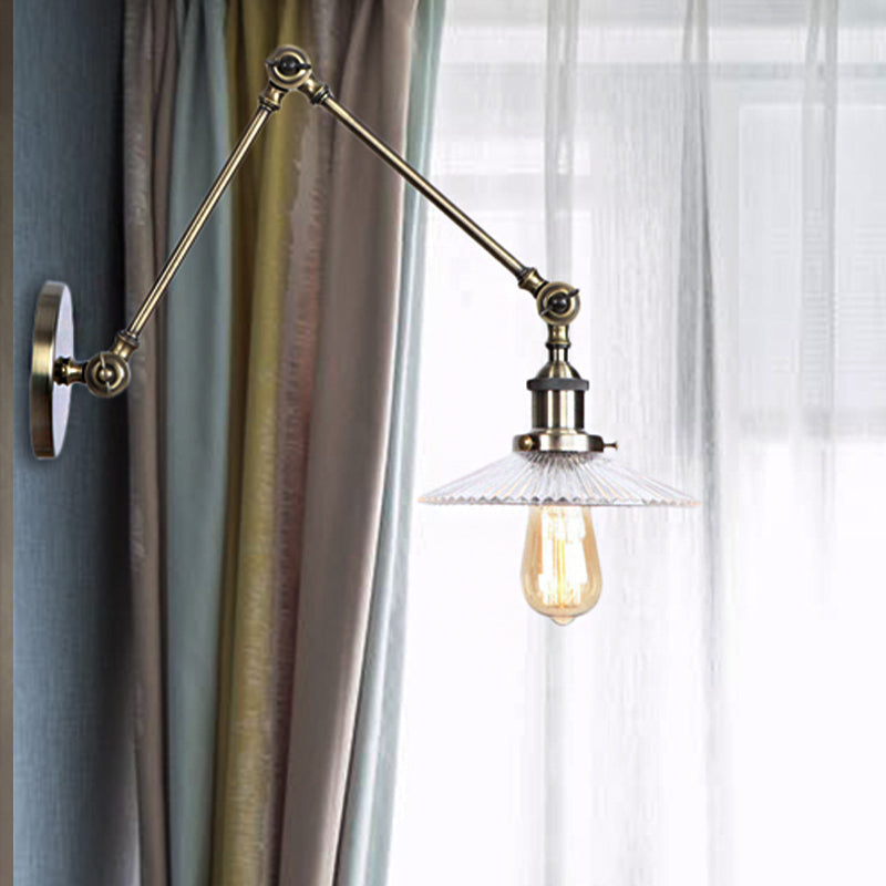 Lisslune | Saucer Living Room Wall Light Rustic Style Prism Glass 1 Light Black/Silver/Bronze Wall Lamp