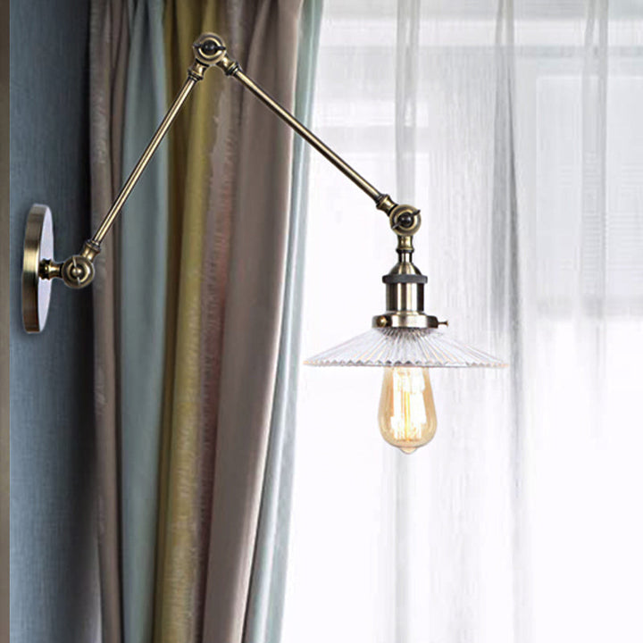 Lisslune | Saucer Living Room Wall Light Rustic Style Prism Glass 1 Light Black/Silver/Bronze Wall Lamp