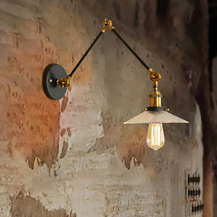 Lisslune | Saucer Living Room Wall Light Rustic Style Prism Glass 1 Light Black/Silver/Bronze Wall Lamp
