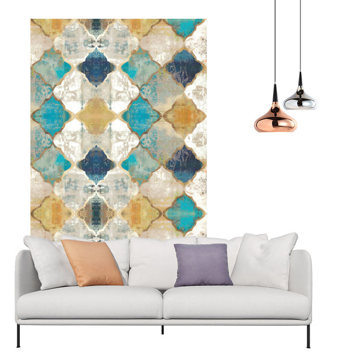 Lisslune | Olden Geometric Printed Carpet Multicolored Synthetic Carpet Non-Slip Rug Stain-Resistant Carpet for the living room