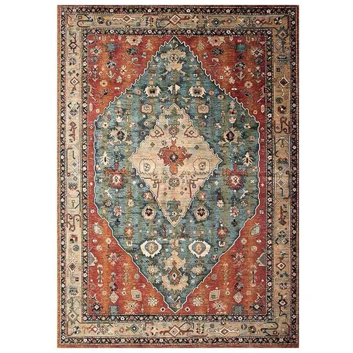 Lisslune | Multi Color Living Room Rug Persian Geometric Printed Indoor Rug Cotton Blend Non-Slip Easy Maintenance Area Rug