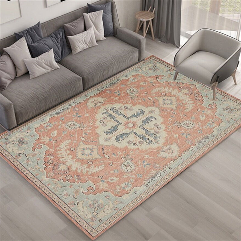Lisslune | Multi Color Living Room Rug Persian Geometric Printed Indoor Rug Cotton Blend Non-Slip Easy Maintenance Area Rug