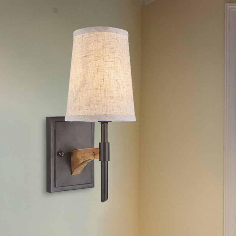 Skørter | 1 Head Candle/Cone Wall Sconce Lighting Retro Black Metal Wall Mounted Lamp Without Shade/With Shade