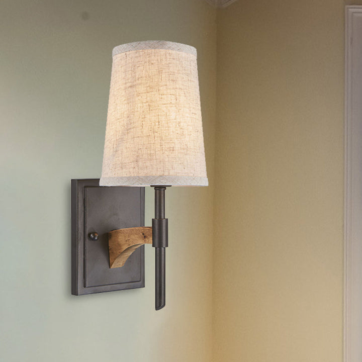 Skørter | 1 Head Candle/Cone Wall Sconce Lighting Retro Black Metal Wall Mounted Lamp Without Shade/With Shade