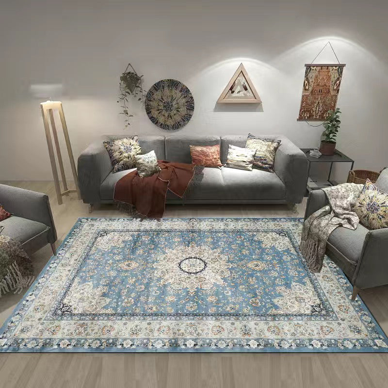 Lisslune | Multi Color Living Room Rug Persian Geometric Printed Indoor Rug Cotton Blend Non-Slip Easy Maintenance Area Rug