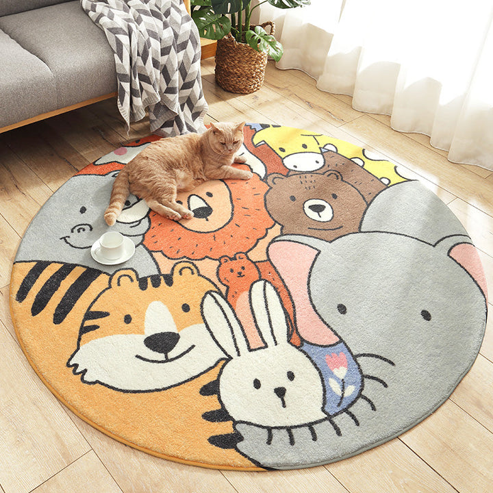 Lisslune | Multicolor Novelty Carpet Lambswool Cartoon-printed Carpet with Non-slip Backing Easy-care Indoor Carpet for Kids
