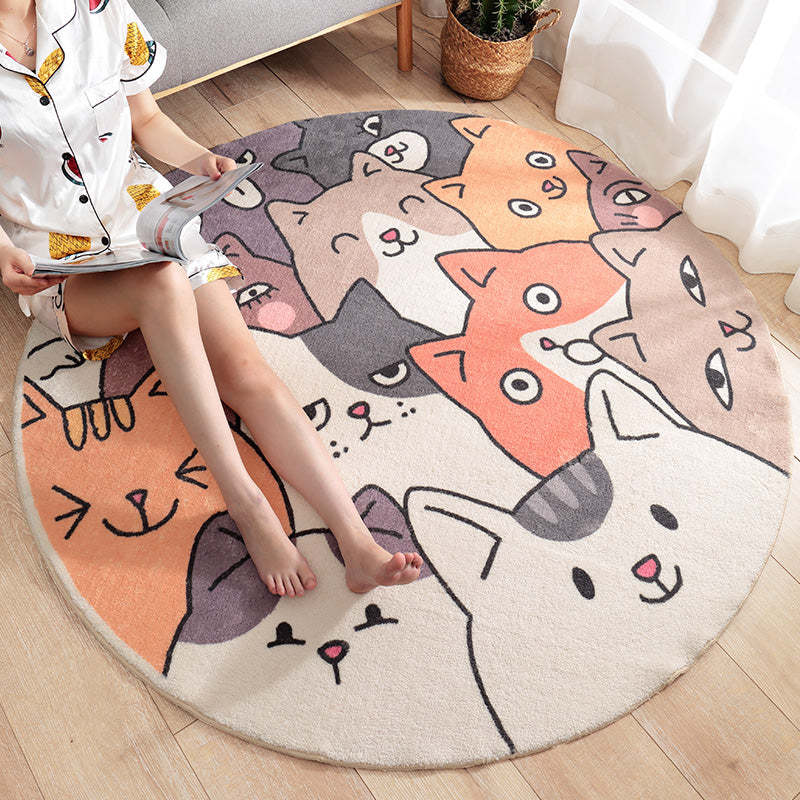 Lisslune | Multicolor Novelty Carpet Lambswool Cartoon-printed Carpet with Non-slip Backing Easy-care Indoor Carpet for Kids