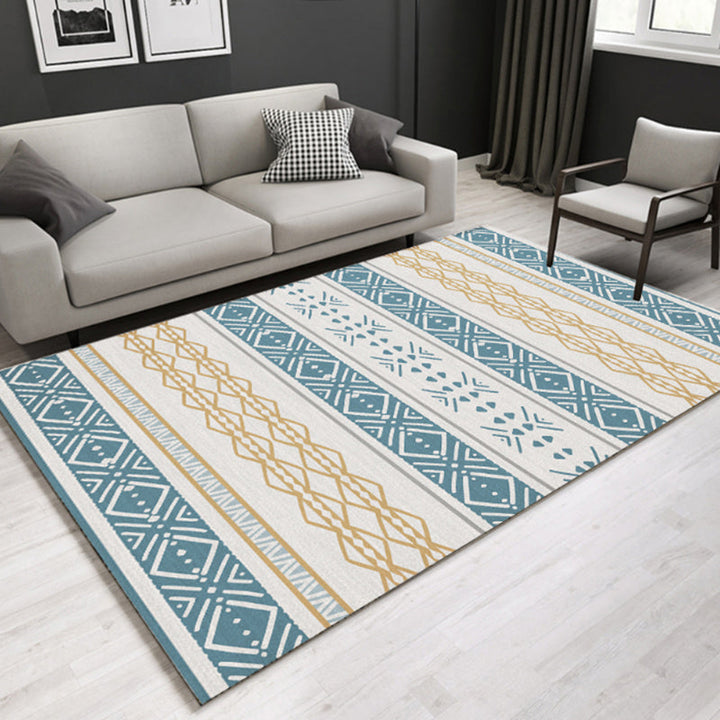 Lisslune | Southwestern geometric printed carpet Multicolor cotton blend area runner non-slip easy-care indoor rug for living room