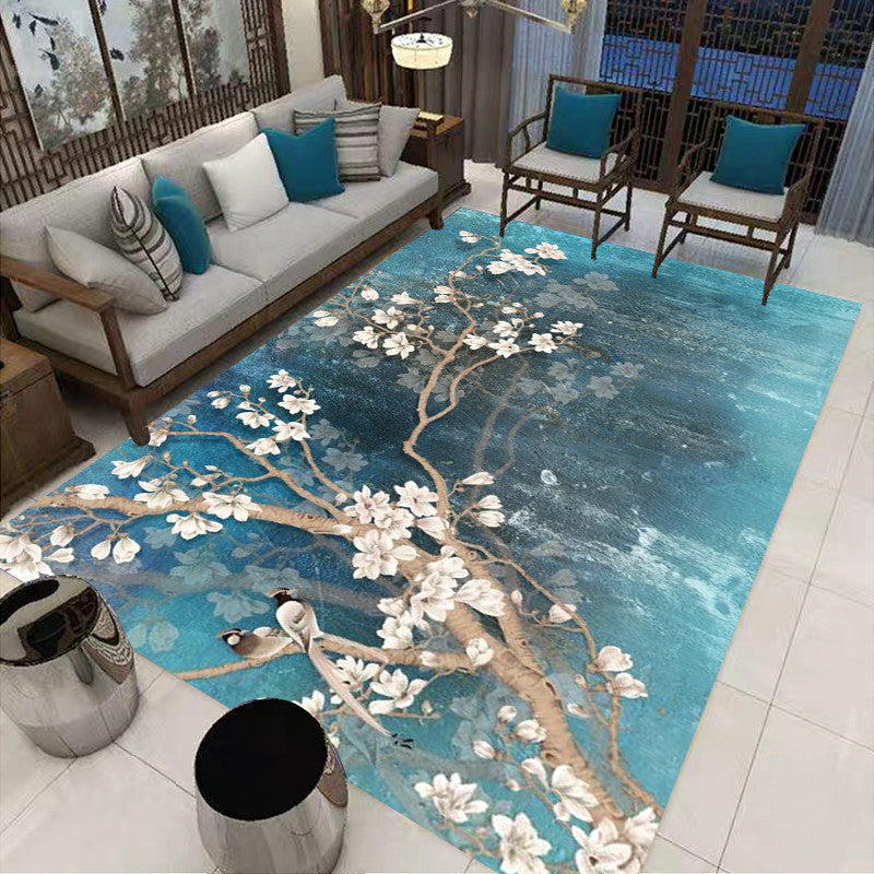 Lisslune | Multi-Colored Oriental Carpet Cotton Blend Patterned Area Rug Non-Slip Back Pet-Friendly Indoor Diamond Carpet for the Living Room