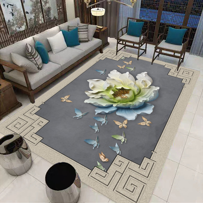 Lisslune | Multi-Colored Oriental Carpet Cotton Blend Patterned Area Rug Non-Slip Back Pet-Friendly Indoor Diamond Carpet for the Living Room