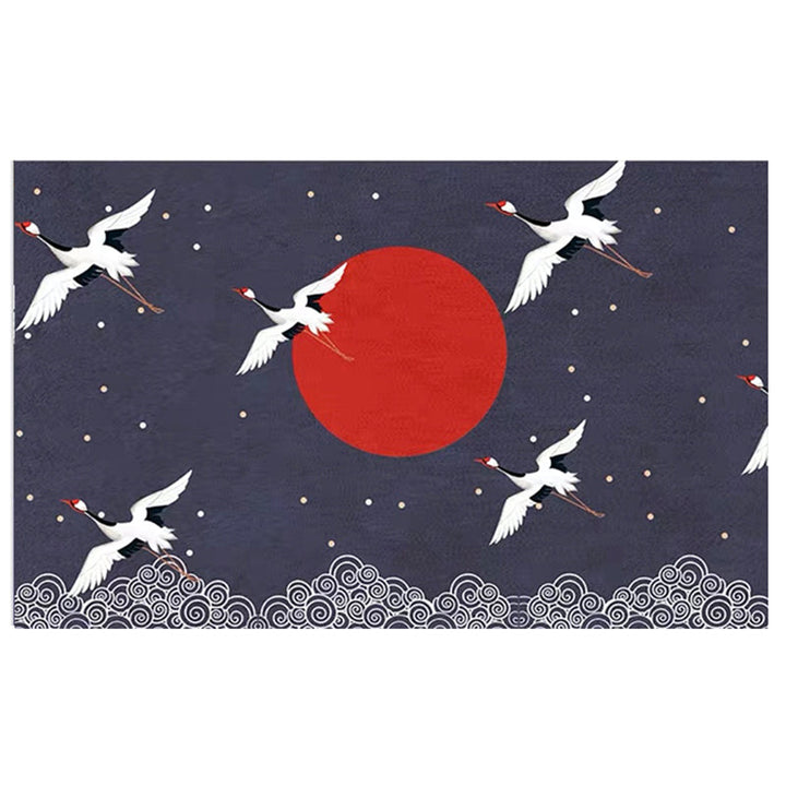 Lisslune | Nordic Crane Pattern Rug Multi-Color Synthetic Area Rug Pet-Friendly Easy Maintenance Stain-Resistant Carpet for Room