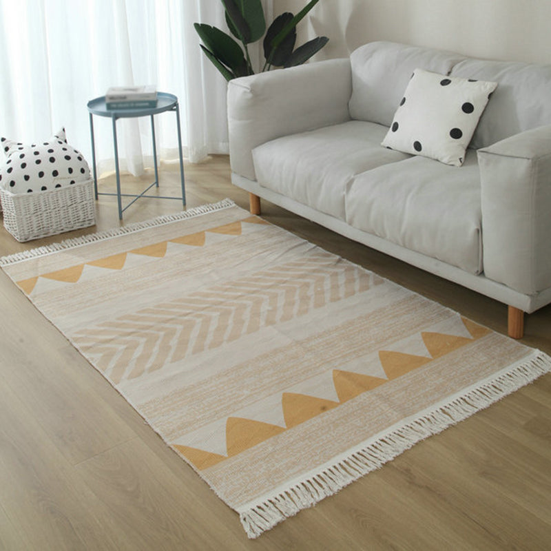 Lisslune | Simple Living Room Rug Multicolored Geometric Printed Area Rug Cotton Pet Friendly Easy Care Indoor Rug