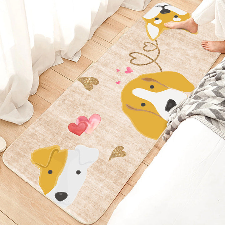 Lisslune | Cute Bedroom Rug Multicolored Cartoon Print Indoor Rug Polyester Anti-Slip Back Pet-Friendly Carpet