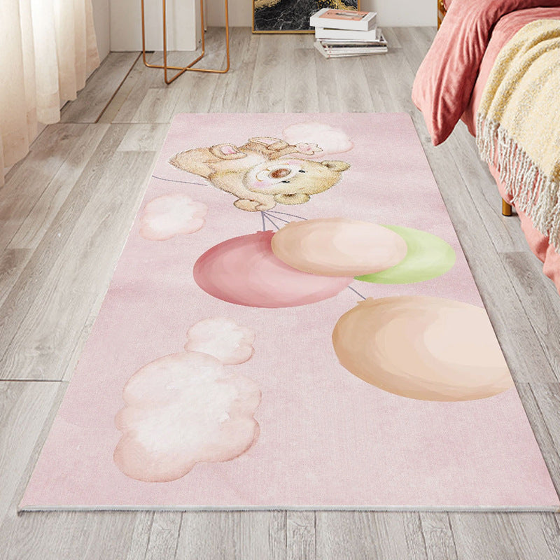 Lisslune | Cute Bedroom Rug Multicolored Cartoon Print Indoor Rug Polyester Anti-Slip Back Pet-Friendly Carpet