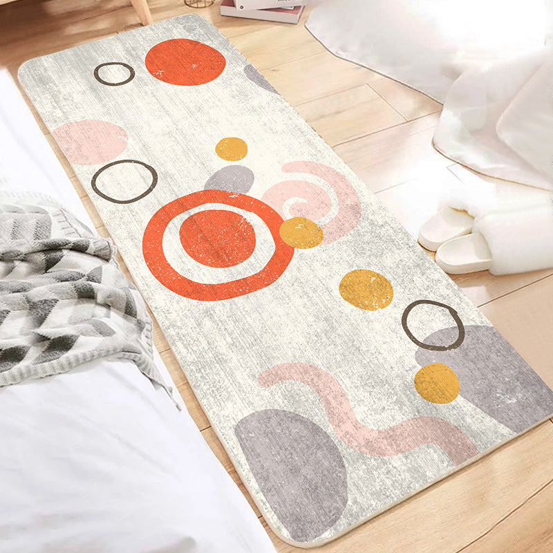 Lisslune | Cute Bedroom Rug Multicolored Cartoon Print Indoor Rug Polyester Anti-Slip Back Pet-Friendly Carpet