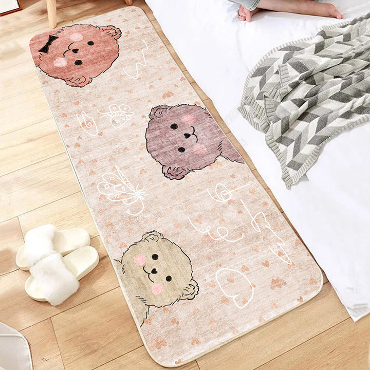 Lisslune | Cute Bedroom Rug Multicolored Cartoon Print Indoor Rug Polyester Anti-Slip Back Pet-Friendly Carpet