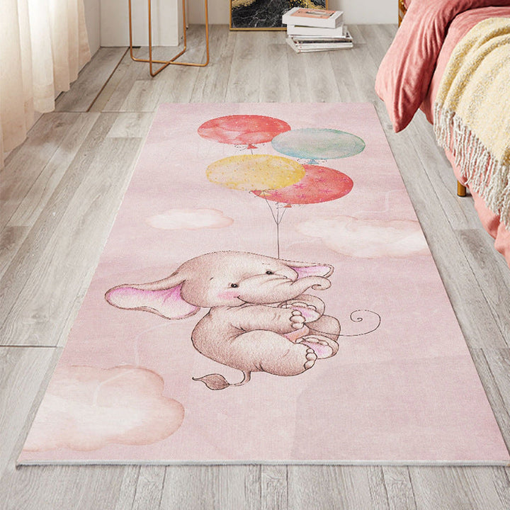Lisslune | Cute Bedroom Rug Multicolored Cartoon Print Indoor Rug Polyester Anti-Slip Back Pet-Friendly Carpet