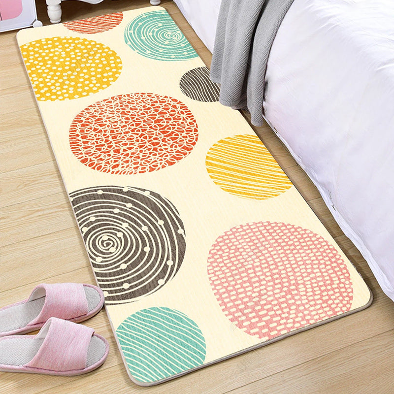 Lisslune | Cute Bedroom Rug Multicolored Cartoon Print Indoor Rug Polyester Anti-Slip Back Pet-Friendly Carpet
