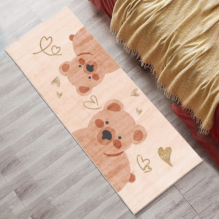 Lisslune | Cute Bedroom Rug Multicolored Cartoon Print Indoor Rug Polyester Anti-Slip Back Pet-Friendly Carpet