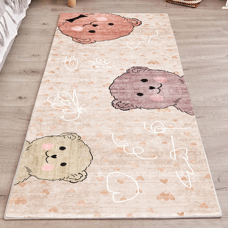 Lisslune | Cute Bedroom Rug Multicolored Cartoon Print Indoor Rug Polyester Anti-Slip Back Pet-Friendly Carpet