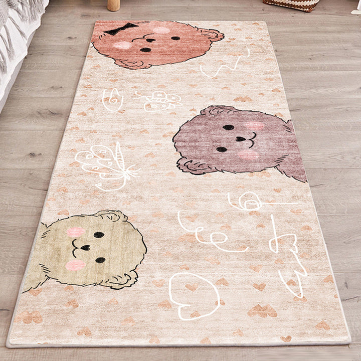 Lisslune | Cute Bedroom Rug Multicolored Cartoon Print Indoor Rug Polyester Anti-Slip Back Pet-Friendly Carpet