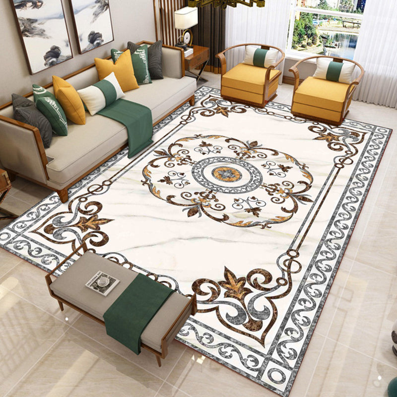 Lisslune | Trendy Living Room Rug Colorful Flower Printed Area Rug Synthetic Non-Slip Back Stain Resistant Indoor Rug