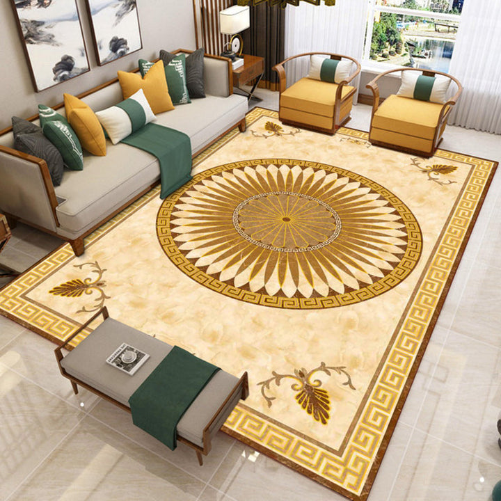 Lisslune | Trendy Living Room Rug Colorful Flower Printed Area Rug Synthetic Non-Slip Back Stain Resistant Indoor Rug