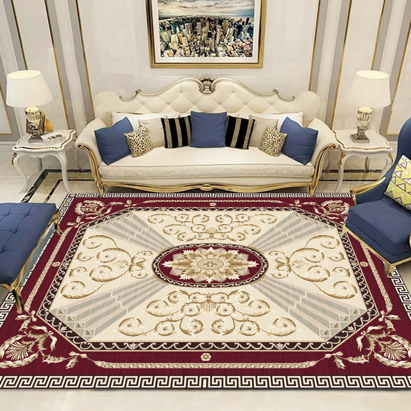 Lisslune | Multicolor Modern Rug Polyester Floral Print Area Rug Non-Slip Backing Stain Resistant Indoor Rug for the Living Room