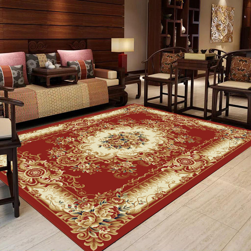 Lisslune | Multicolor Modern Rug Polyester Floral Print Area Rug Non-Slip Backing Stain Resistant Indoor Rug for the Living Room