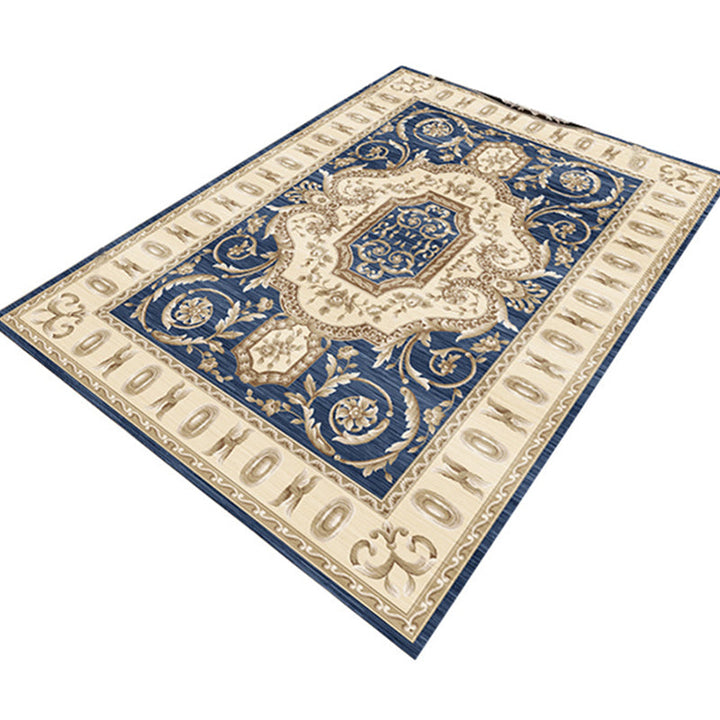 Lisslune | Multicolor Modern Rug Polyester Floral Print Area Rug Non-Slip Backing Stain Resistant Indoor Rug for the Living Room