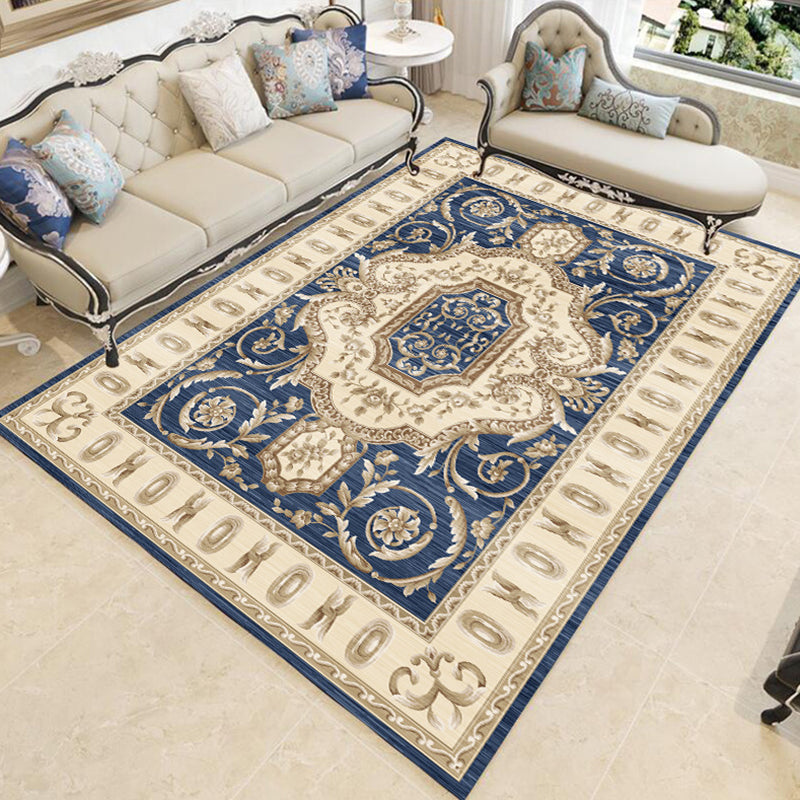 Lisslune | Multicolor Modern Rug Polyester Floral Print Area Rug Non-Slip Backing Stain Resistant Indoor Rug for the Living Room