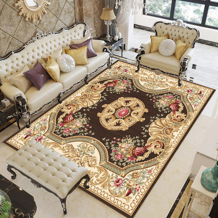 Lisslune | Multicolor Modern Rug Polyester Floral Print Area Rug Non-Slip Backing Stain Resistant Indoor Rug for the Living Room