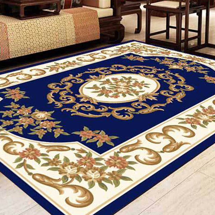 Lisslune | Multicolor Modern Rug Polyester Floral Print Area Rug Non-Slip Backing Stain Resistant Indoor Rug for the Living Room